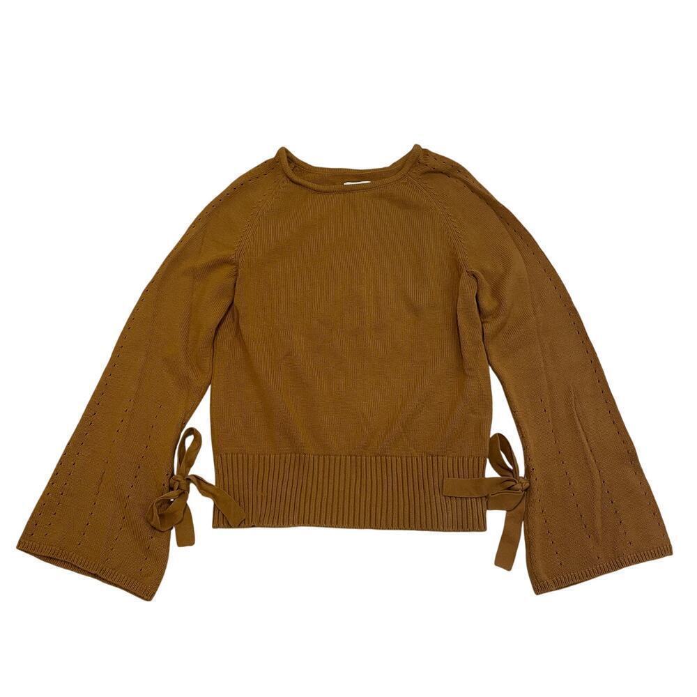 Sundance S Rust Knit Sweater | Supima Cotton Wool Blend, Tie Sleeve Detail NWOT